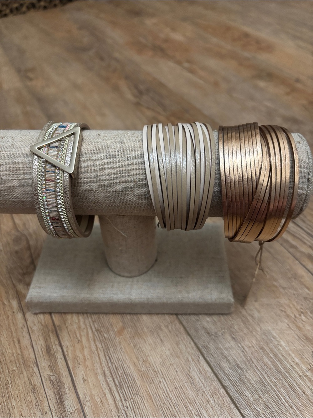 Stackable Multi-Strand Leather Wrap Bracelets Lot of 3 Magnetic Closure